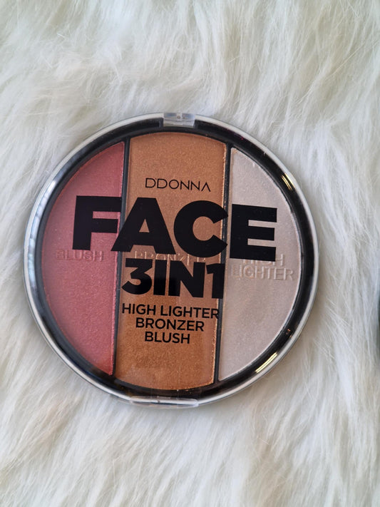 🌟 Palette Visage 3 en 1 – Blush, Bronzer & Highlighter | D'Donna