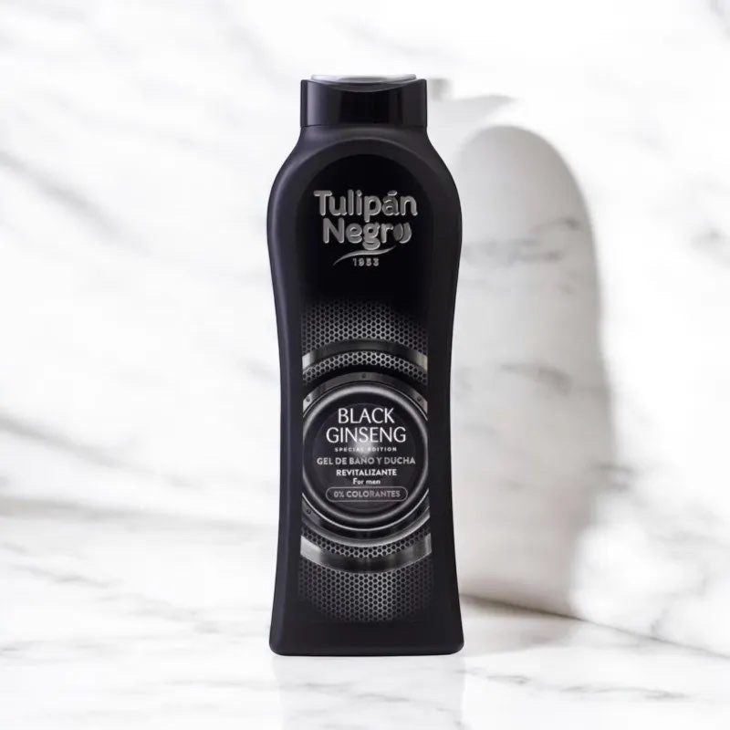 Tulipán Negro Gel Douche Black Ginseng 650ml pour Homme Parfum Délicieux Hydratant et Nourrissant Produit Vegan Sans Parabènes