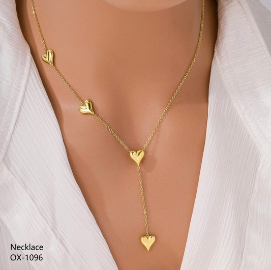 Collier pendentif cœurs dorés – Acier inoxydable 316L – Élégance romantique