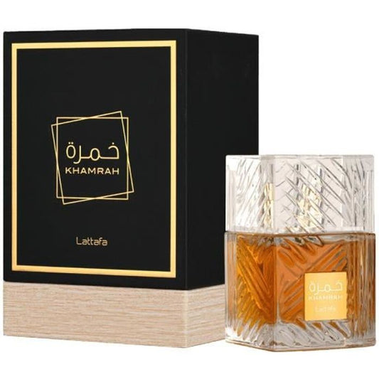 Lattafa Eau de Parfum KHAMRAH 50 ml Unisex Parfum avec Notes de Myrrhe Vanille et Ambre Parfum de Luxe