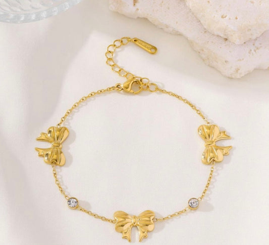 Bracelet Nœuds Papillon dorés – Acier inoxydable 316L – Collection 2025