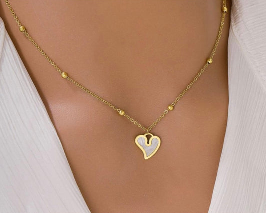 Collier cœur doré en acier inoxydable 316L – Collection 2025